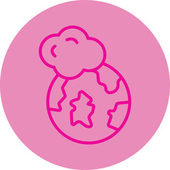 Earth Pink Line Circle Icon