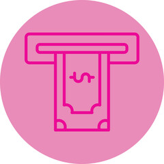 Atm Cashout Pink Line Circle Icon