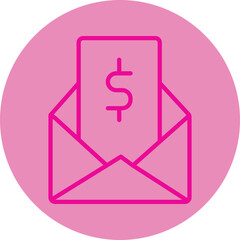 Email Funds Pink Line Circle Icon