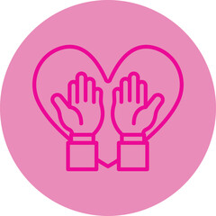 Obraz premium Hand Up Pink Line Circle Icon