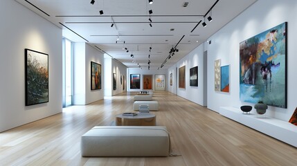 Modern gallery room with excellent interior.  