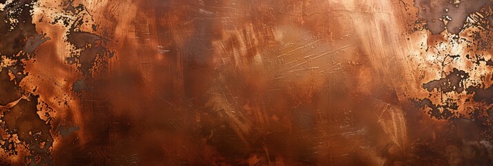 A distressed and scratched copper surface that exudes an aged and rustic character.