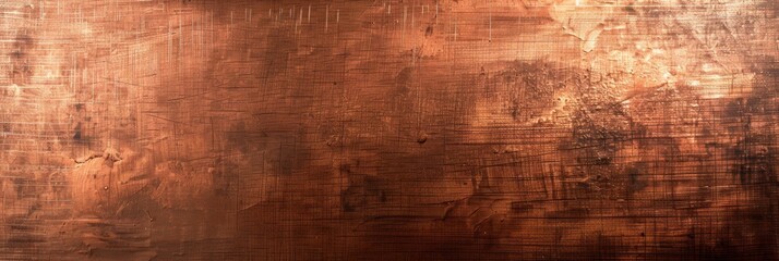 A distressed and scratched copper surface that exudes an aged and rustic character.