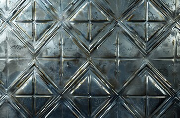 Metallic geometric pattern with hints of patina, perfect for conveying a sense of age in a modern context.