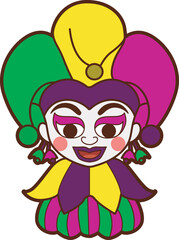 Cute Mardi Gras vector icon. Colorful of Mardi Gras carnival celebration in French.