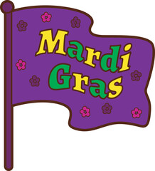 Cute Mardi Gras vector icon. Colorful of Mardi Gras carnival celebration in French.