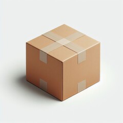 Closed cardboard box with Adhesive isolated on a white background