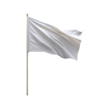 Plain white flag waving on a pole against a clear sky