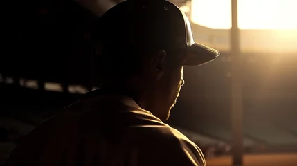 Foto op Canvas baseball player looking at the empty stands cinematic lighting © George