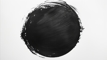 A Japanese painting style circle drawing with black color on white background. A perfect circle from a Japanese artist.