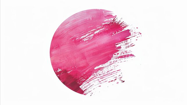 Pink imperfect round painting suitable for design materials. Manual imperfect circle painting on a white background. It's like the fading bula that disappears.