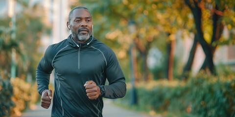 An African man is running in a park