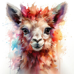 Watercolor lama, clipart Illustration, Generative Ai