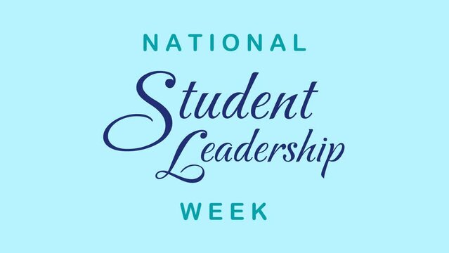 National Student Leadership Week Text Animation. Great for National Student Leadership Week Celebrations with transparent background, for banner, social media feed wallpaper stories
