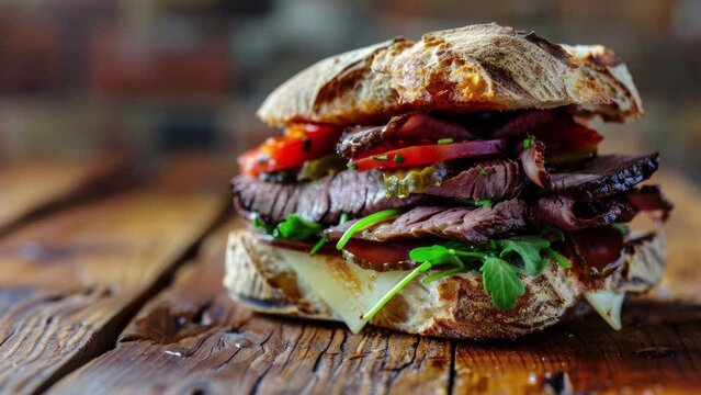 Zooming in on a Delicious Steak Sandwich