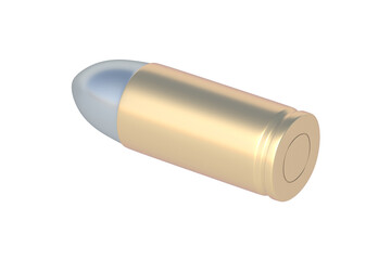 Pistol bullet isolated on white background. 3d render