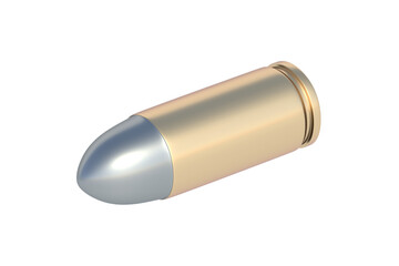 Pistol bullet isolated on white background. 3d render
