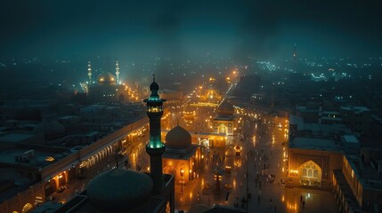 Shrine of Imam Ali in Najaf during seasonal festival.

