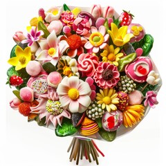 Edible Candy Bouquet, Surprising Sweet Bouquet of Products as an Original Gift, Unusual Grocery Bouquet