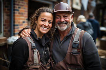 Fototapeta premium Smiling construction workers