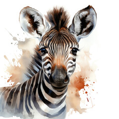 Naklejka premium Watercolor Zebra, clipart Illustration, Generative Ai