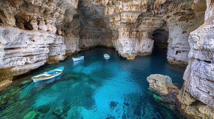 Fototapeta na wymiar The famous Grotta della Poesia, province of Lecce, in the Salento region of Puglia, southern Italy.