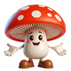 Colourful red Mushroom character clipart, transparent sticker design