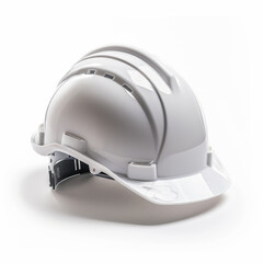 Fototapeta premium Isolated image of a white safety helmet, often used in construction and industrial work environments.