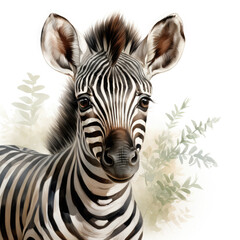 Watercolor Zebra, clipart Illustration, Generative Ai