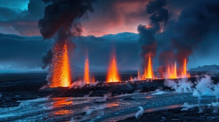 Volcanic Eruption, Holuhraun Fissure, Iceland.


