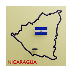3 D illustration of  Nicaragua country map icon
