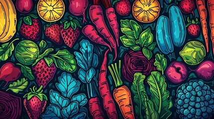 Believing vegetables held the key to artistic expression, the painter used vibrantly colored beet juice and crushed spinach to create a stunning abstract masterpiece that captured the essence of a sum - obrazy, fototapety, plakaty