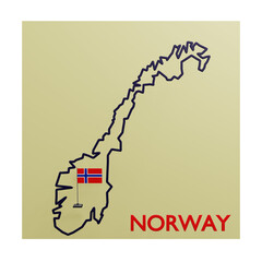 3 D illustration of  Norway country map icon