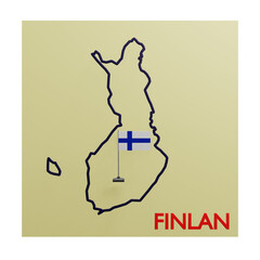 3 D illustration of finlan country map icon