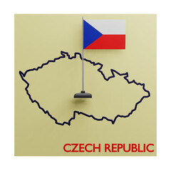 3 D illustration of czech republic country map icon