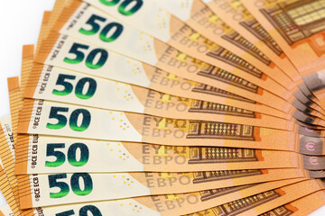 50 euros banknotes on white background 4