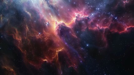 Fototapeta premium Glowing huge nebula with young stars. Space background