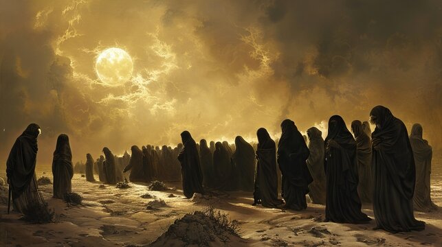 A group of pilgrims Mourning for imam Hussein.

