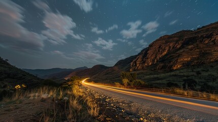 A long exposure night shot of the road at Serra da Leba near Lubango in the province of Hula in Angola.

