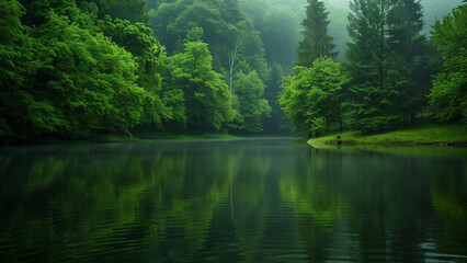 Obraz premium Serene Beauty of Forest Lake