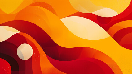 Colorful Canvas: Abstract Flat Design in Reds, Yellows, and Oranges