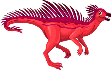 Cartoon pegomastax dinosaur character. Isolated vector small herbivorous dino known for its parrot-like beak, quill-like bristles and sharp fangs, living in the early jurassic period of ancient Africa