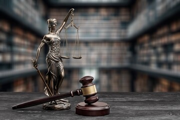 Judge wooden gavel, on an office desk