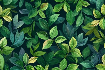 Green leaves seamless pattern background, leaves background 