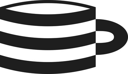 striped coffee cup. Coffee Cup with Fresh Hot Black Coffee, Coffee Time. Coffee Time Concept.  Illustration, PNG