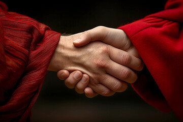 A graduate's hand reaching out to shake hands with a mentor or professor, graduation