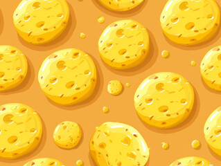 Fototapeta premium Seamless pattern illustration of yellow cantaloupes on an orange background.