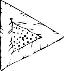 fantasy triangles in hand-drawing style. Patterns and dots. PNG