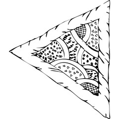 fantasy triangles in hand-drawing style. Patterns and dots. PNG