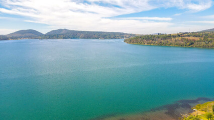 Obraz premium aerial dron view, lake nature landscape